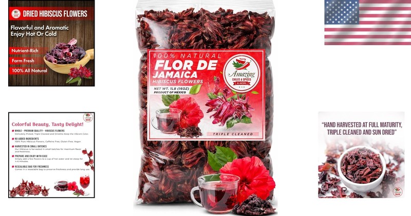 Triple Cleaned Hibiscus Flowers 2lb - All Natural= gallery