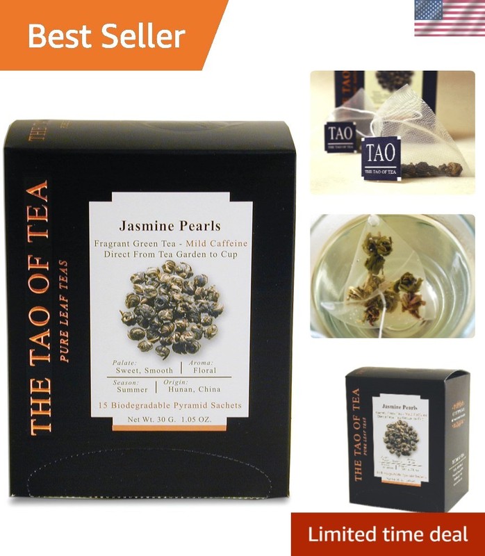 Deliciously Smooth Jasmine Pearls Tea – USDA Organic Pyramid Sachets, 15 Count