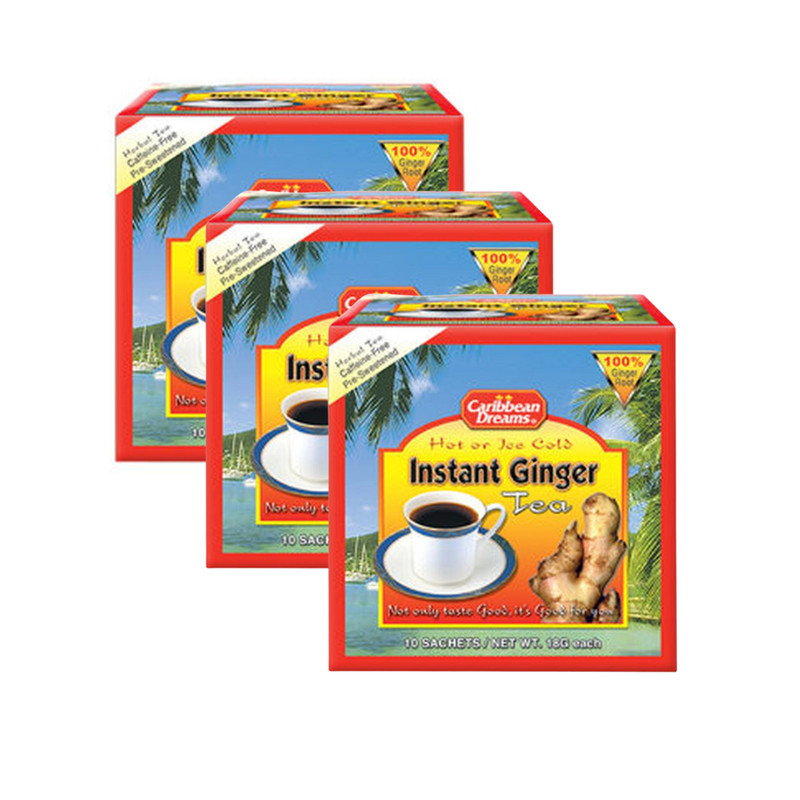 Caribbean Dreams Instant Ginger Tea, Pre-Sweented, 18g (3 boxes)