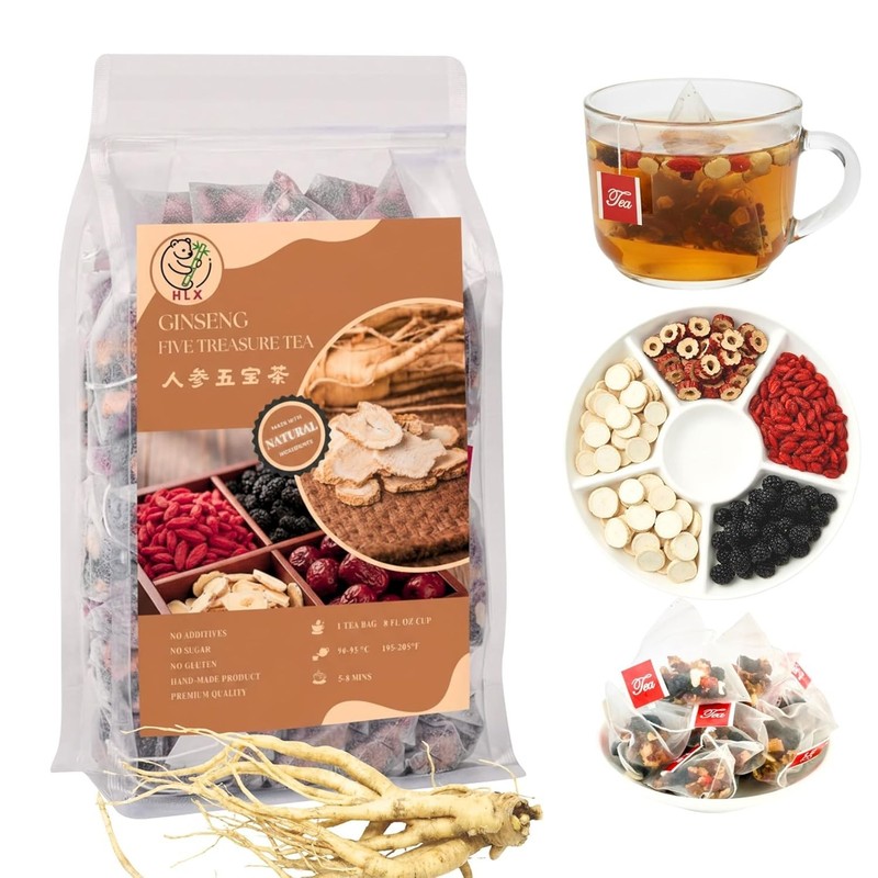 American Ginseng Five Treasures Tea, Wolfberry & Mulberry Herbal Tea, 30 Bags!!! gallery