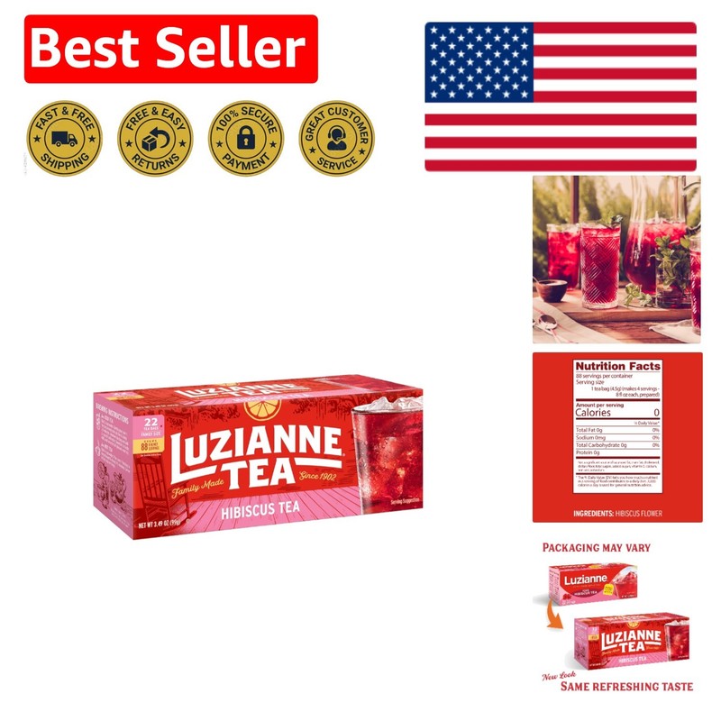 Sustainable Unsweetened Hibiscus Iced Tea Bags – 22 Count for a Healthier Sip