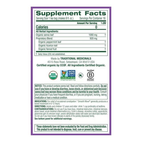 Organic Smooth Move Tea Peppermint 16 bags gallery