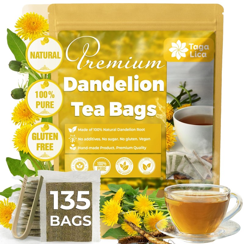 , Premium 135 Dandelion Root Tea Bags, 100% Natural & Pure from Dandelion Roo…