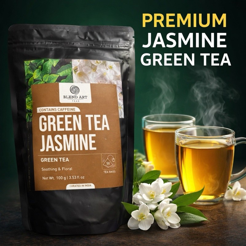 Green Tea Jasmine 50 Tea Bags Contains Caffeine Natural Flavor Indian