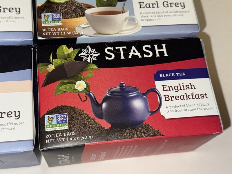 (6) boxes STASH TEA BAGS = 5 DECAF EARL GREY + 1 English Breakfast Black Regular gallery