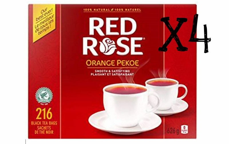 4 Boxes Red Rose Orange Pekoe Tea – 216ct x 4 Total 864 ct Canadian New Fresh