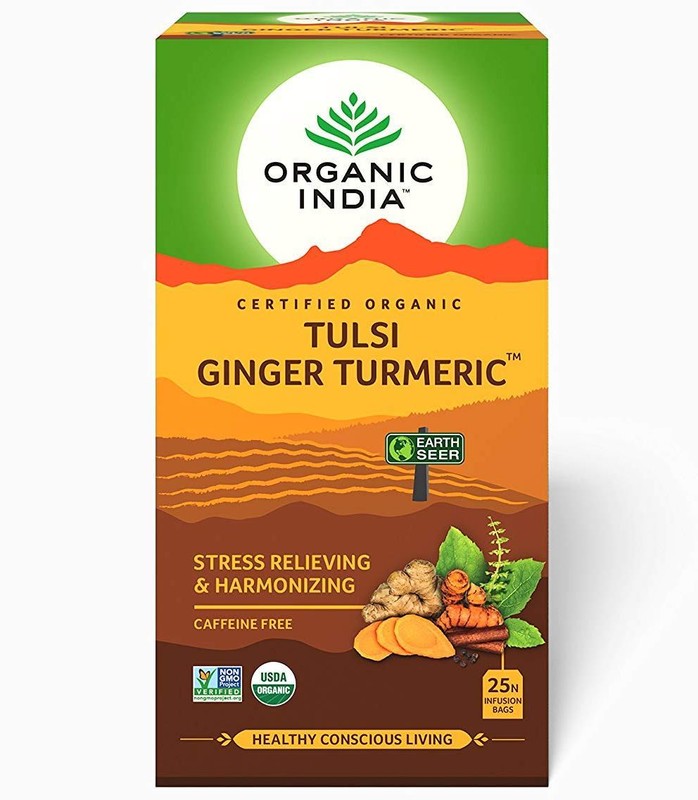 Tulsi Turmeric Ginger Tea, Organic India, 25 Infusion Tea Bag Holy Basil Pack