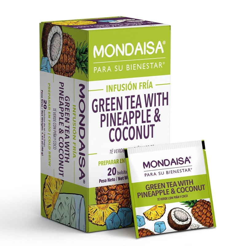 Iced Green Tea with Pineapple & Coconut | 20 Tea Bags (4 Pack) | Tropical Col…