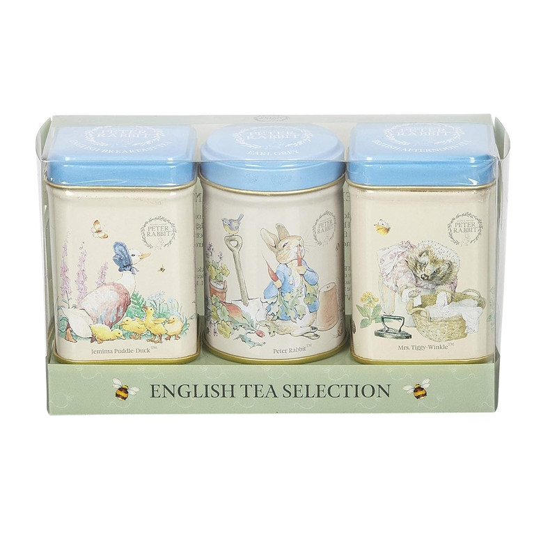 Peter Rabbit 3X Mini Tea Tins with Loose Leaf English Tea, Beatrix Potter Gift,