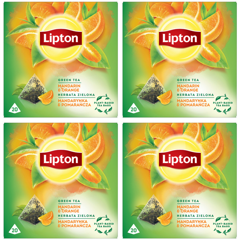 LIPTON GREEN TEA – ORANGE & MANDARIN – 4×20 TEA BAGS – NATURAL FRUIT INFUSION