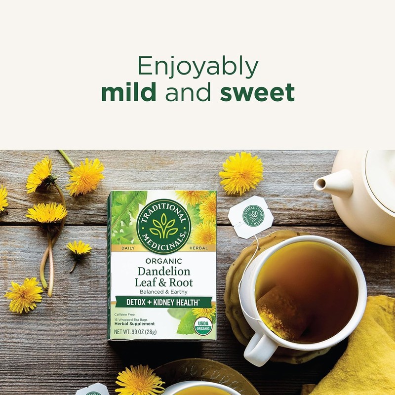 Organic Dandelion Leaf & Root Tea - 16 Bags for Detox & Digestive Support gallery