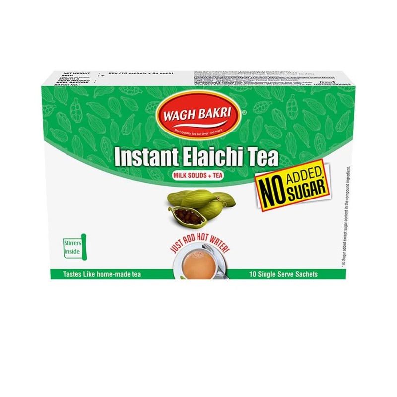 Wagh Bakri | Instant Masala Tea | Unsweetened No Added Sugar | 80g 10 Sachets