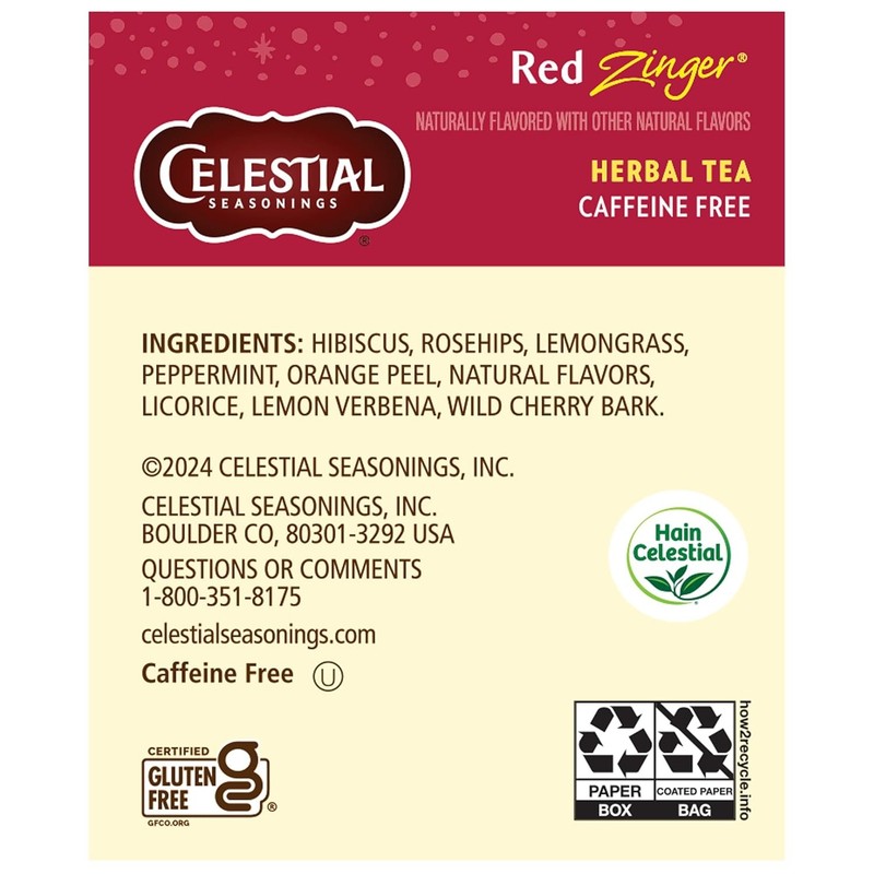 Celestial Seasonings Hibiscus Tea, Red Zinger Herbal Tea, Caffeine Free, 20 Tea gallery
