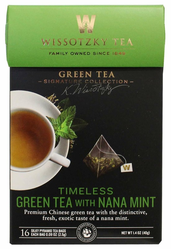 Wissotzky Tea Signature Collection Timeless Green Tea, Nana Mint 16 tea bags