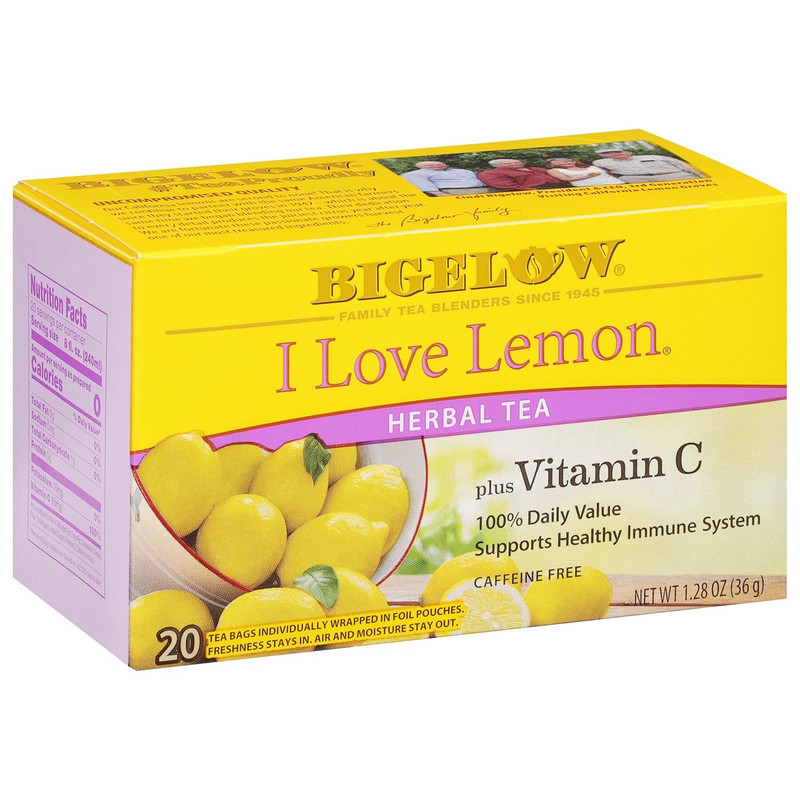 Herbal Tea, Caffeine Free Tea with Lemon, 20 Count Box Pack of 6 120 Total Bags