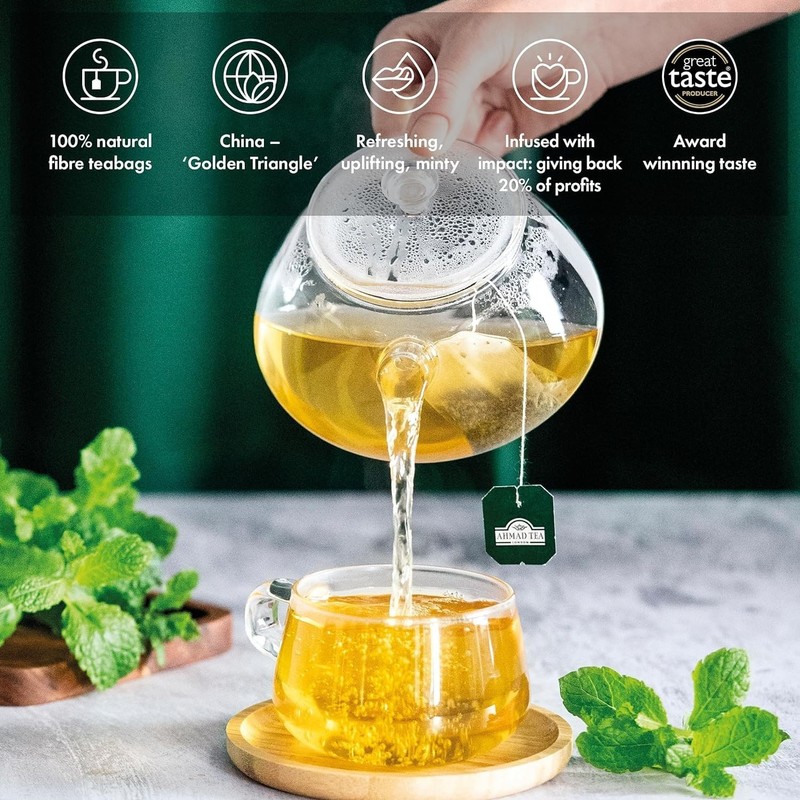 Mint Spearmint Green Tea Bags, 100 ct - , Caffeinated & Sugar-Free gallery