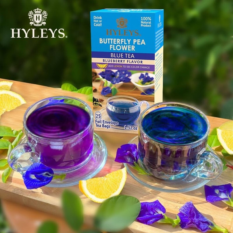 Hyleys Butterfly Pea Flower Tea – Blue Tea with Natural Blueberry Flavor – 25 TB gallery
