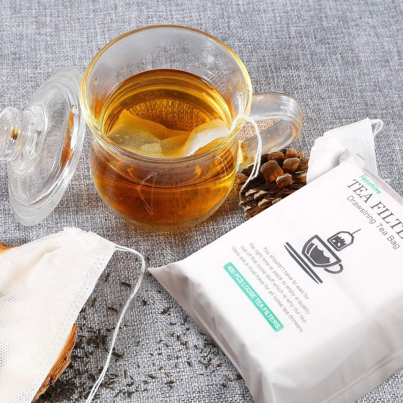 400 Pcs Tea Filter Bags Disposable Empty Tea Bags Drawstring Seal Tea Infusers B gallery