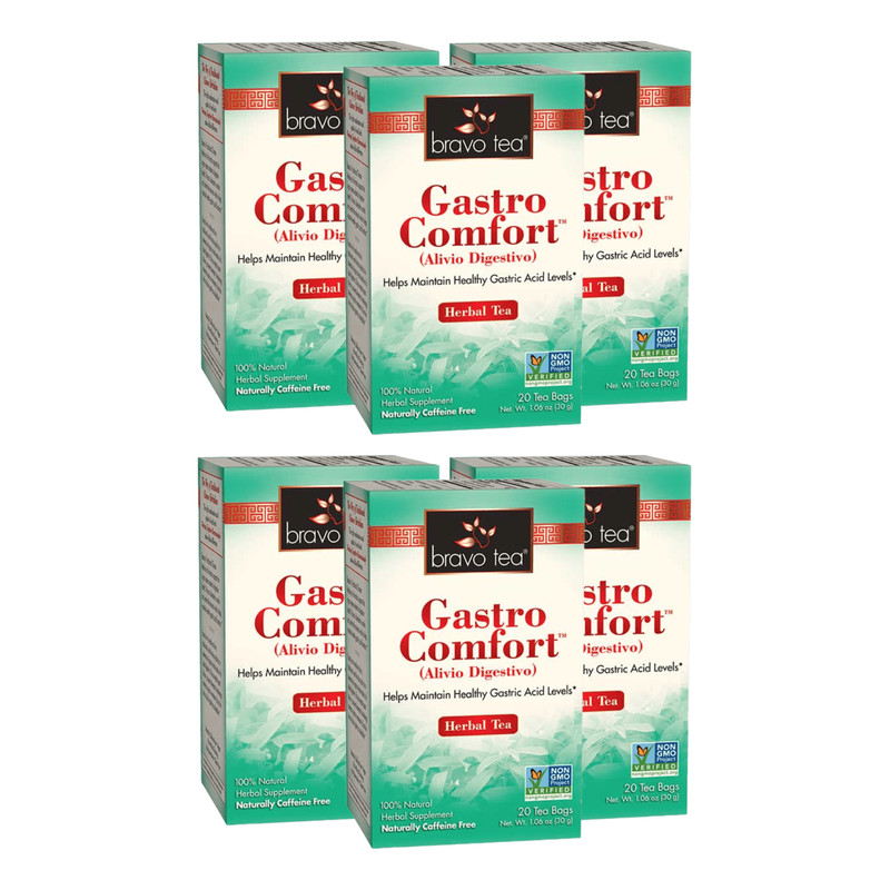 Gastro Comfort Tea by Bravo Tea (6 Boxes of 20 Teabags Each)