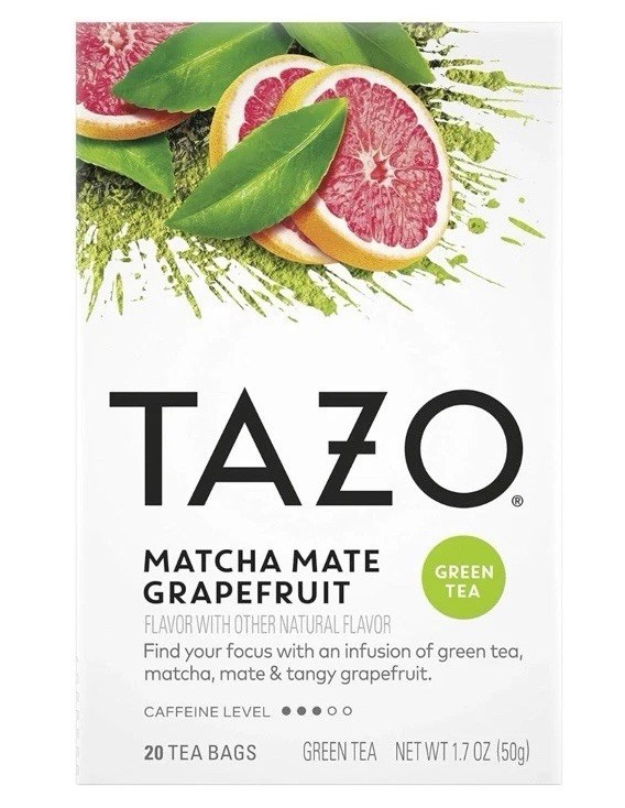 Tazo Matcha Mate Green Tea Bags Grapefruit Flavor, 20 Count