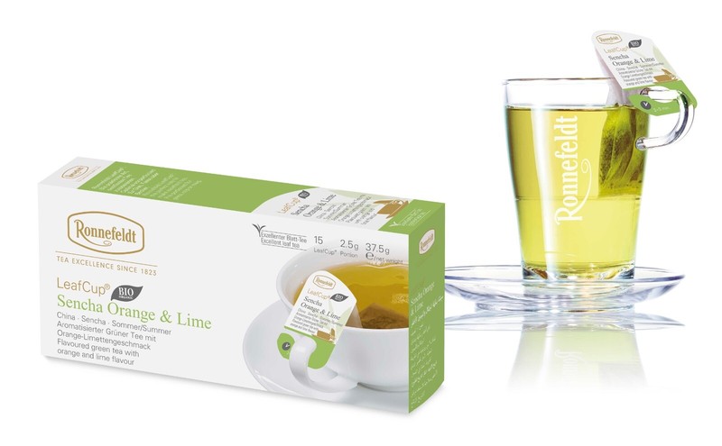 Ronnefeldt Leafcup® Sencha Orange & Lime BIO. 15 Green tea Bags. Made in Germany gallery