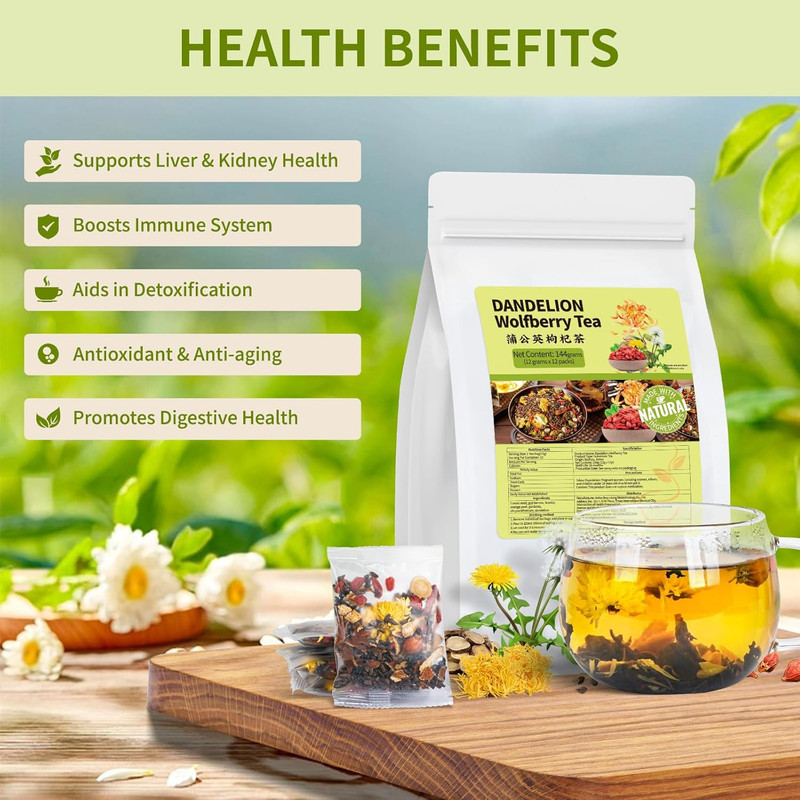 Dandelion Wolfberry Tea, Natural Kidneys & Liver Health Dandelion Root Tea with gallery