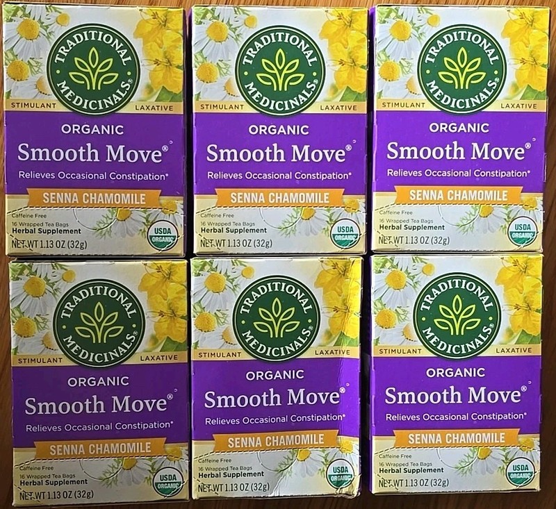 Traditional Medi Organic Smooth Move Senna Chamomile, 16 Tea Bags Ea (Pack of 6)