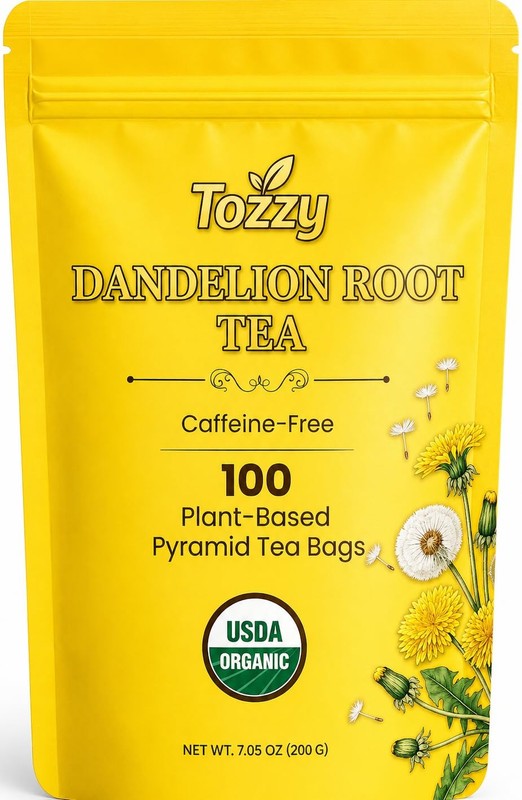 Tozzy Organic Dandelion Tea – 100 Count, PlantBased Pyramid Tea Bags – Packag…