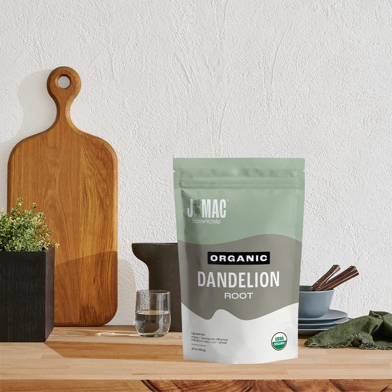 J Mac Botanicals Organic Dandelion Root 8 oz unroasted, herb for tea and othe... gallery