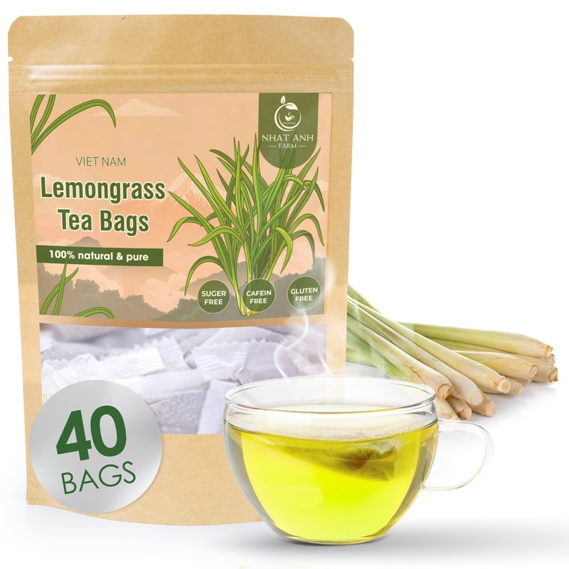 Lemongrass Tea Bags 40 Count 100% Natural Dried Herbal Sugar-Free