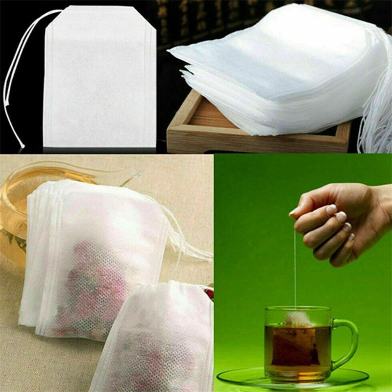 100pcs/set Tea Bag Disposable Drawstring Flip Empty Teabag Tea Filter Herb Loose gallery