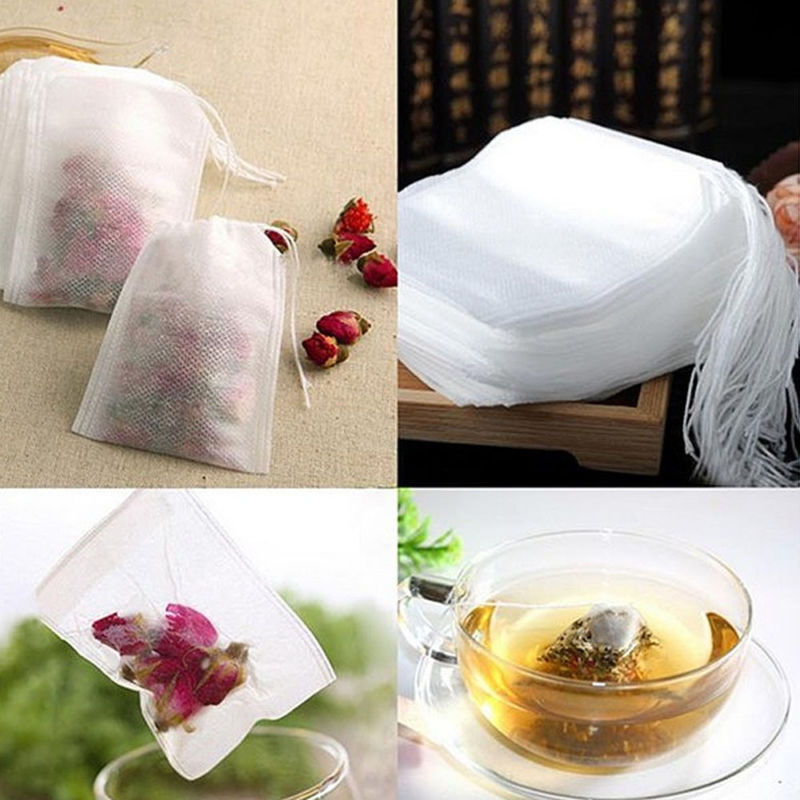 100-1000 7x5cm Muslin Drawstring Bags Spices Soap Herbs Tea Non-Woven Fabrics