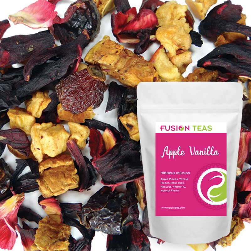 Apple Vanilla Hibiscus Fruit Tea – Herbal Loose Leaf Tisane – Fusion Teas