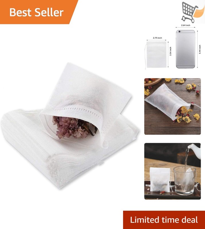 40 Pcs Disposable Tea Filter Bags Drawstring Non-Woven Fabric White