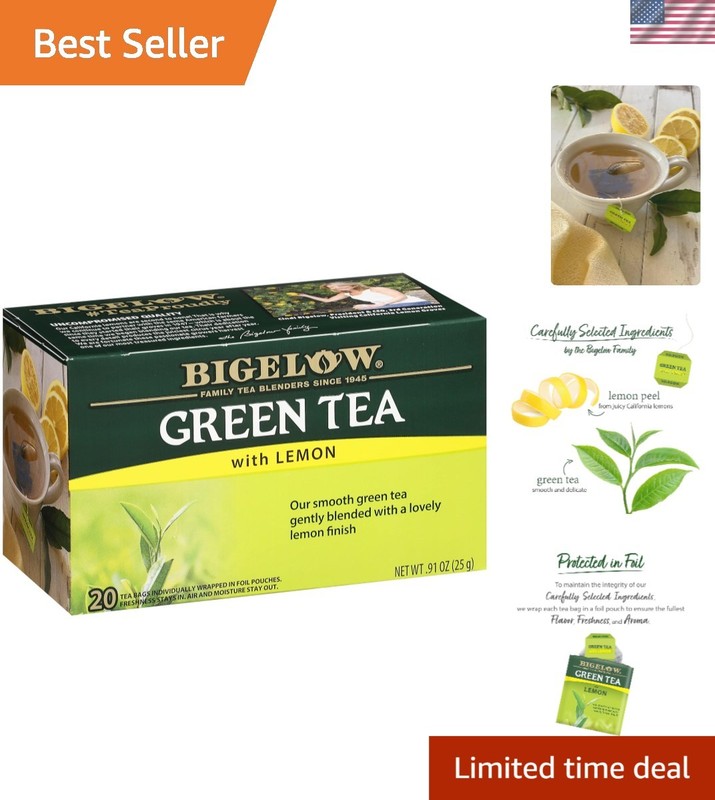 Refreshing Green Tea with Lemon – 20 Count Packs, 6 Boxes of Caffeinated Bliss