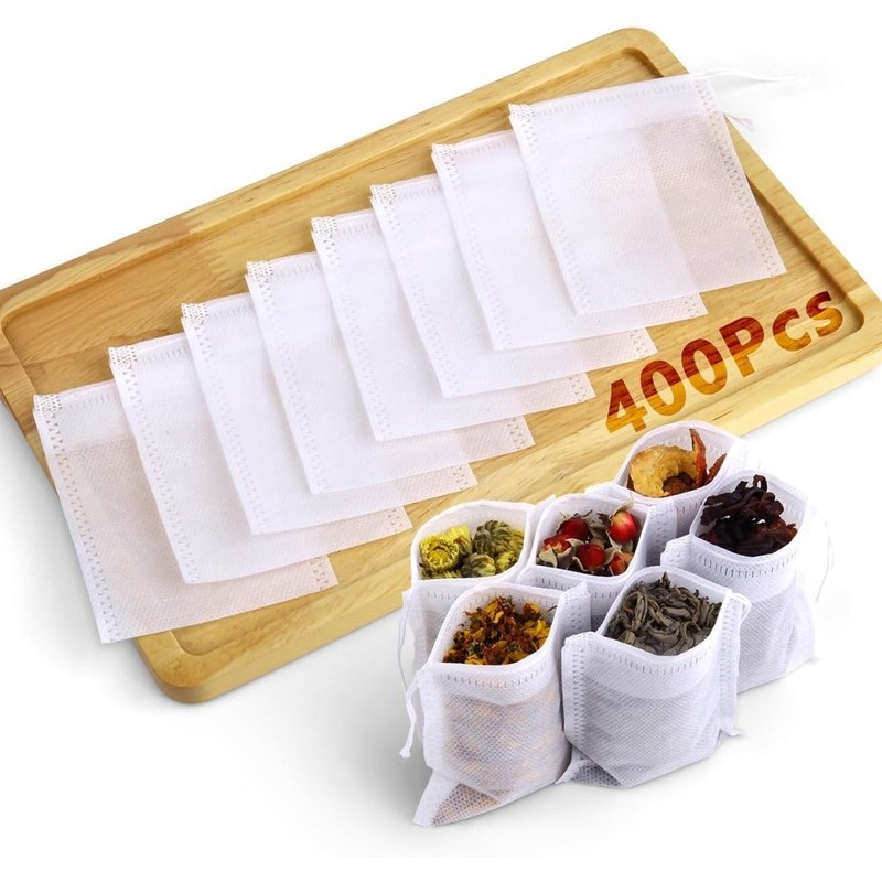 Disposable Empty Tea Bags for Loose Leaf Tea 400Pcs Drawstring Sachets