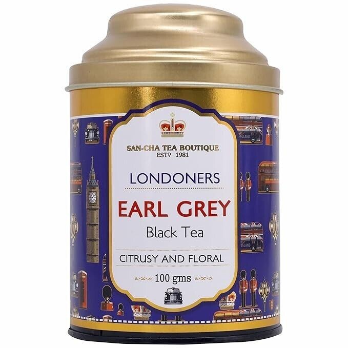 SAN-CHA Tea Boutique Londoners Darjeeling Tea Earl Grey Tea 100 grams.