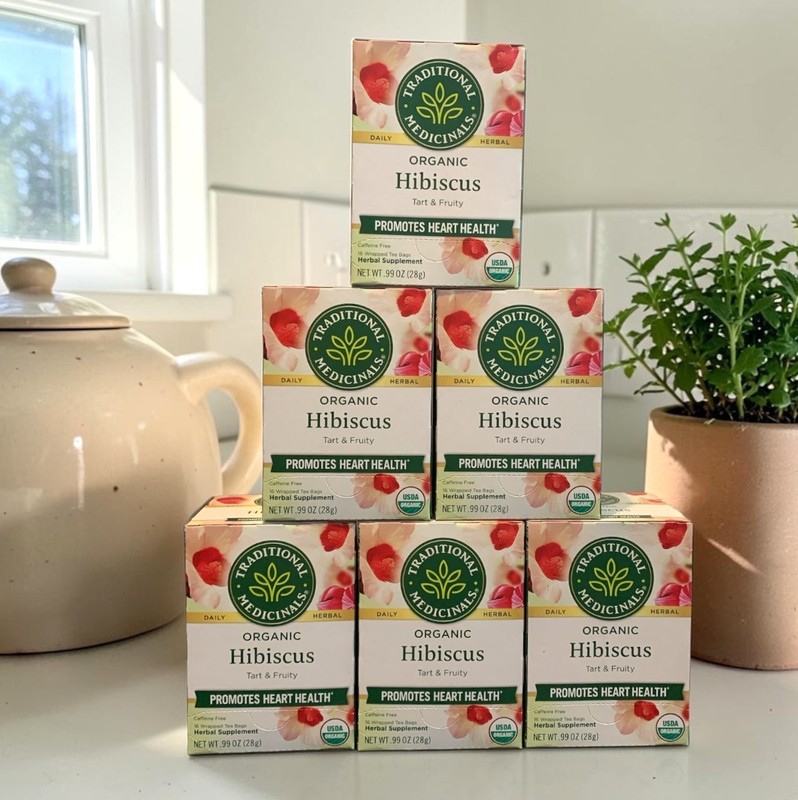 Traditional Medicinals Organic Hibiscus Herbal Tea, 6 Boxes of 16 ct BB 02/2028