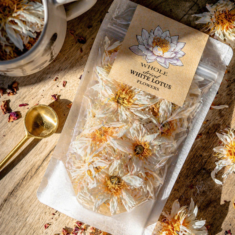 25g White Lotus Flowers • Premium Grade • Nelumbo nucifera • 100% Natural
