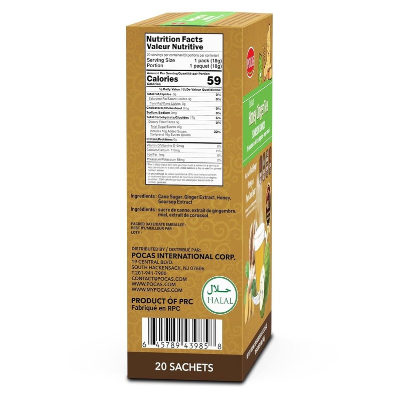 Pocas Honey Ginger Instant Tea Powder, Soursop Flavor, Real Ginger Extract & Hon gallery