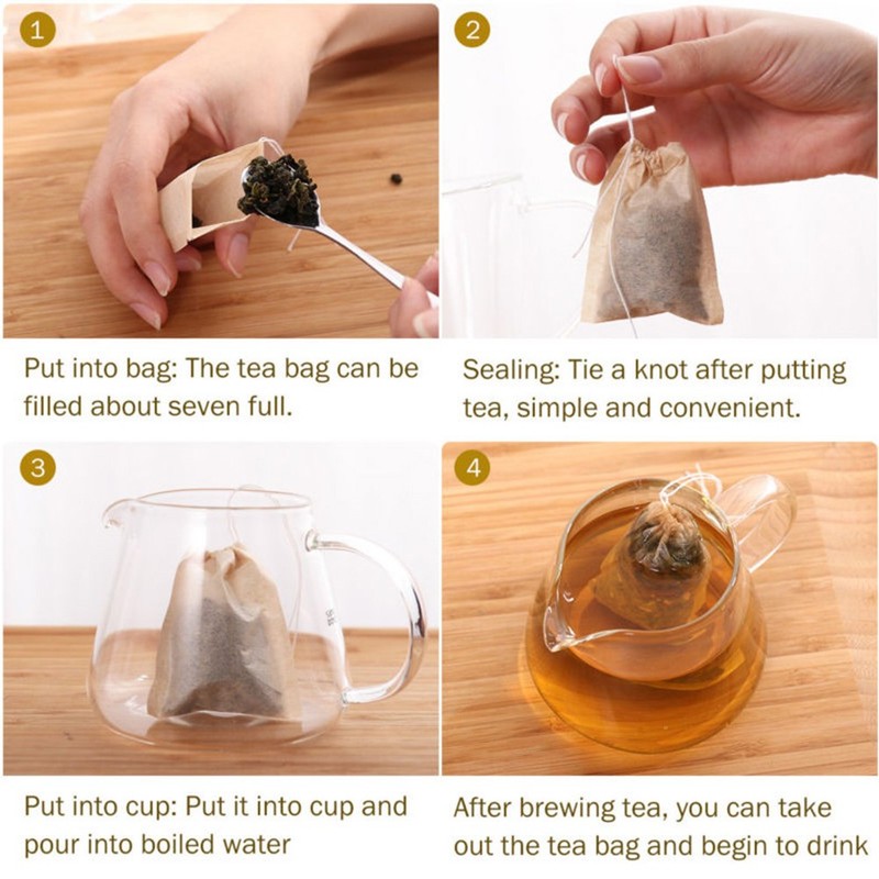 300 Pcs Drawstring Tea Bag Empty Filter Paper Bags For Loose Leaf Tea 5x7 cm gallery