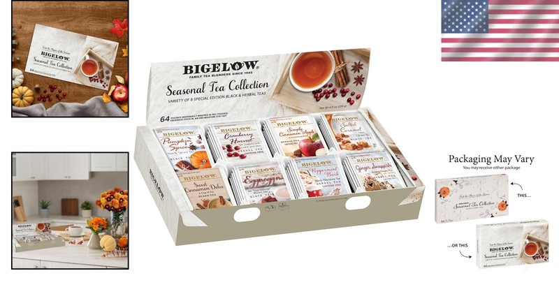 Luxurious Caffeine Tea Collection – 64 Count Gift Set of Seasonal Flavors gallery