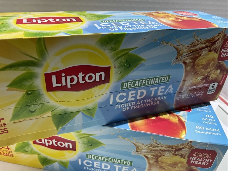 Lipton Decaffeinated Iced Tea 24 Family Size Tea Bags Lot of TWO Boxes New gallery