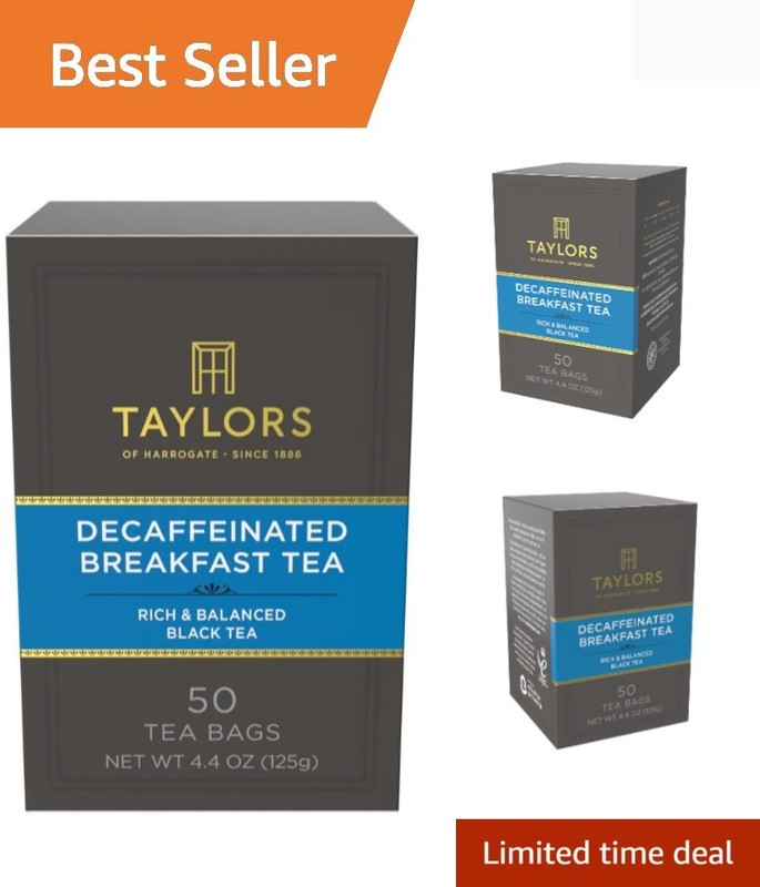 Decaffeinated Breakfast, Black Tea, Pillow Bags, 50 Count, Pack of 1 Rich, Br…
