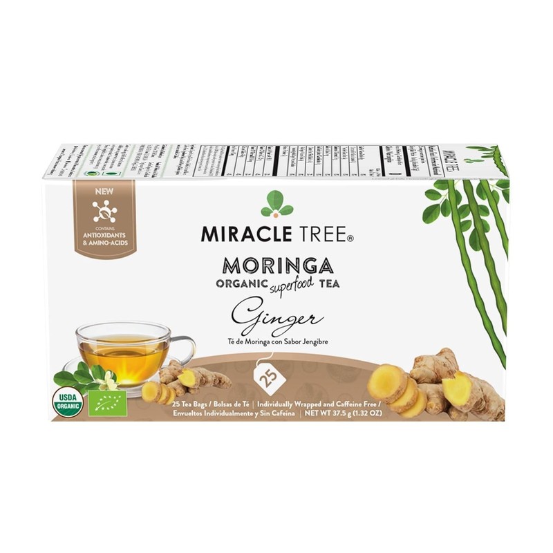 Caffeine-Free Organic Ginger Moringa Tea - 25 Bags for Stress Relief & Energy gallery