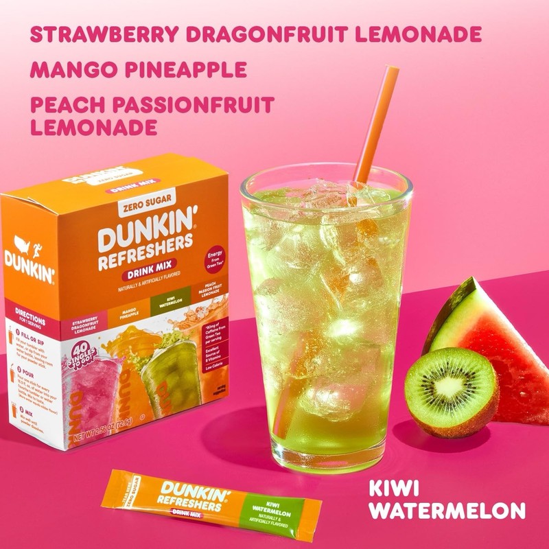 Dunkin’ 🍩 Refreshers Singles To Go! 🍓🍑🥝🍉🍍40 Ct Variety Pack gallery