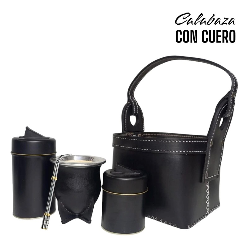 215C New Set Yerba Mate Kit: Containers Leather Gourd(Cup) Bombilla(Straw) Bag