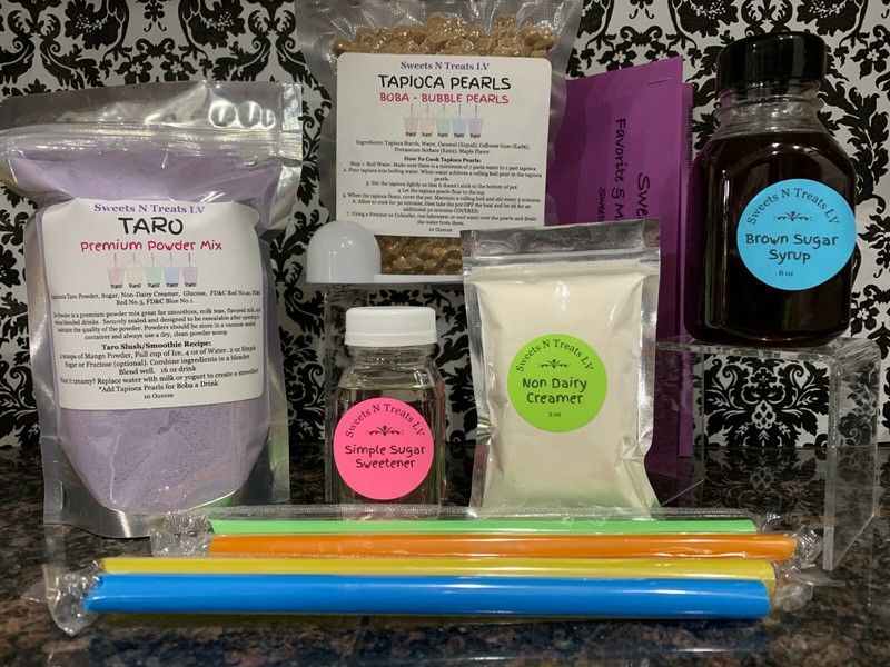 Premium Assorted Powder Boba Bubble Tea Tapioca Pearls Brown Sugar Syrup DIY KIT gallery