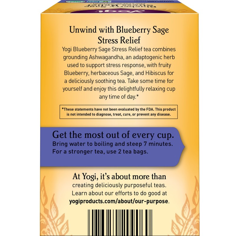 Yogi Tea - Blueberry Sage Stress Relief (4 Pack) 64 Organic Herbal Tea Bags gallery