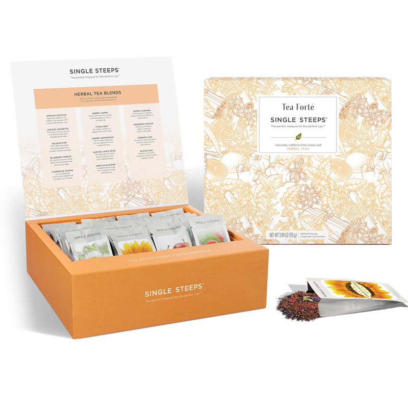 Herbal Tea Assortment Single Steeps Loose Leaf Premium Tea Gift Set Sampler, 28